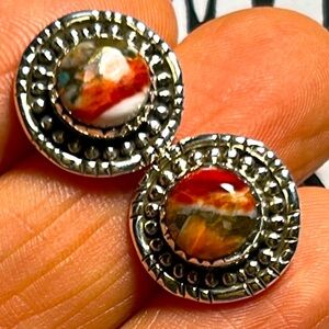 Solid sterling silver 925 genuine oyster copper turquoise.